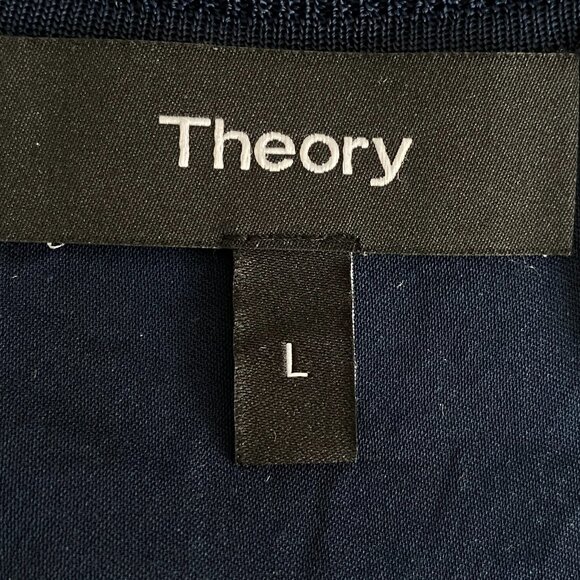 Theory 100% Silk Sleeveless Shell Tank Navy Blue Closet Staple Office Layer Sz L - Picture 9 of 12